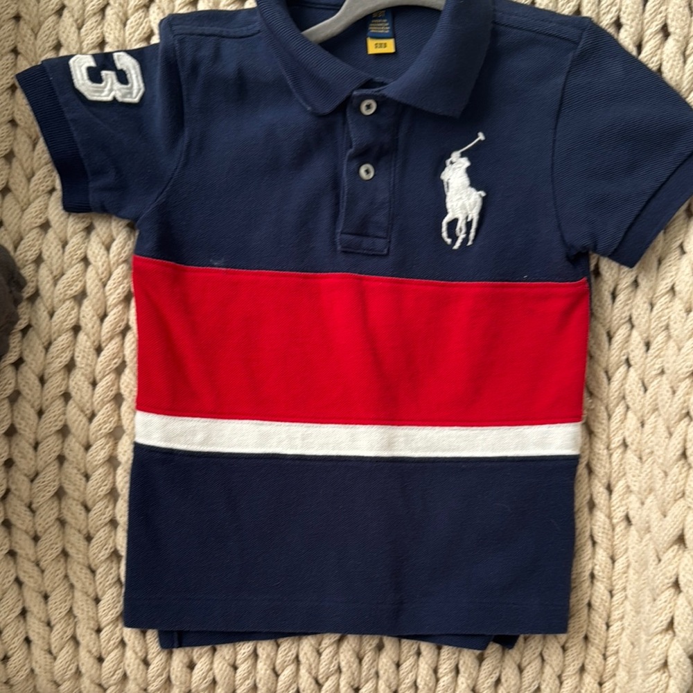Navy and Red Kids Polo Shirt